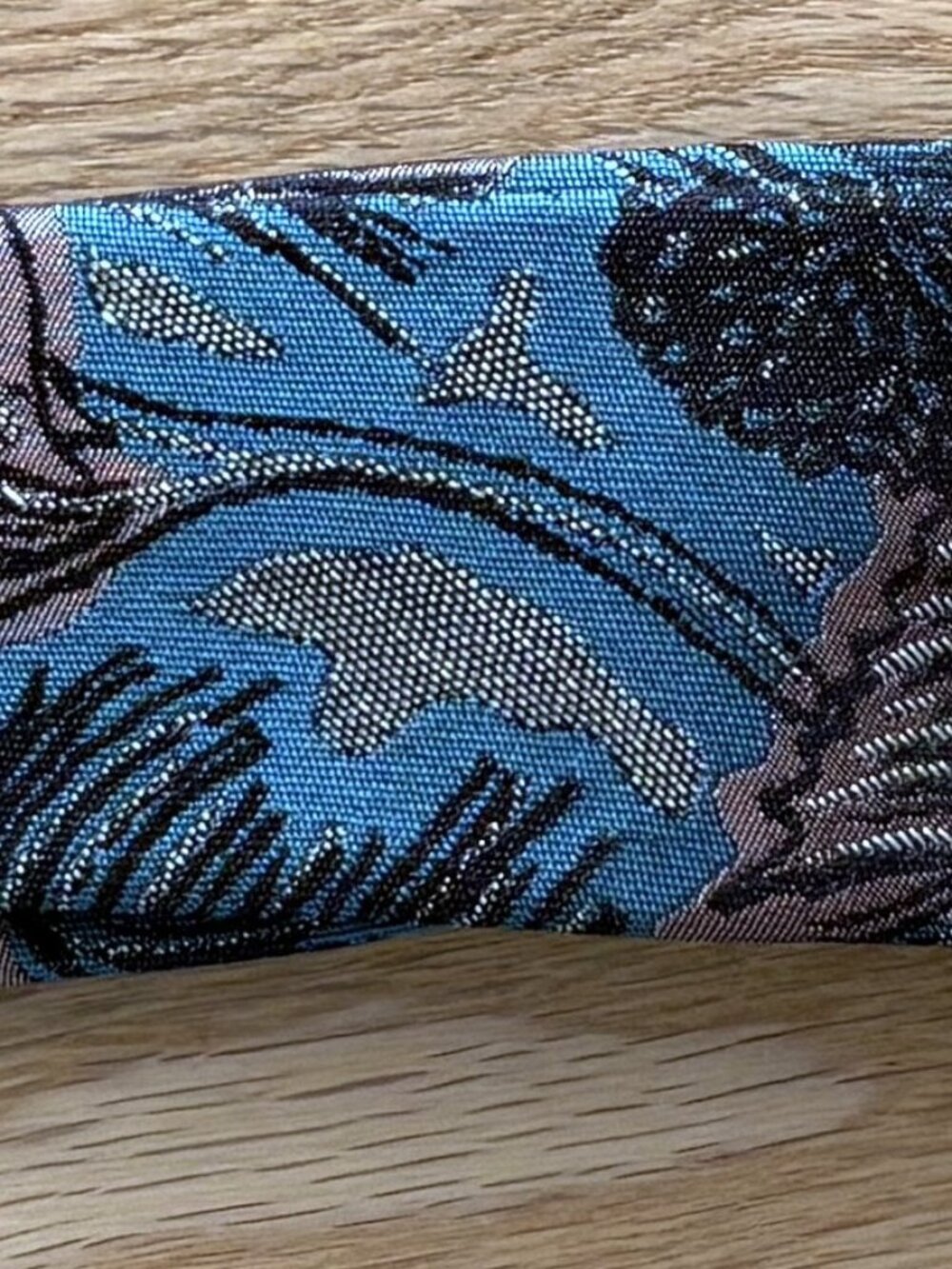 Burberry Men's Silk Tie Teal Blue Botanical Floral Made in England